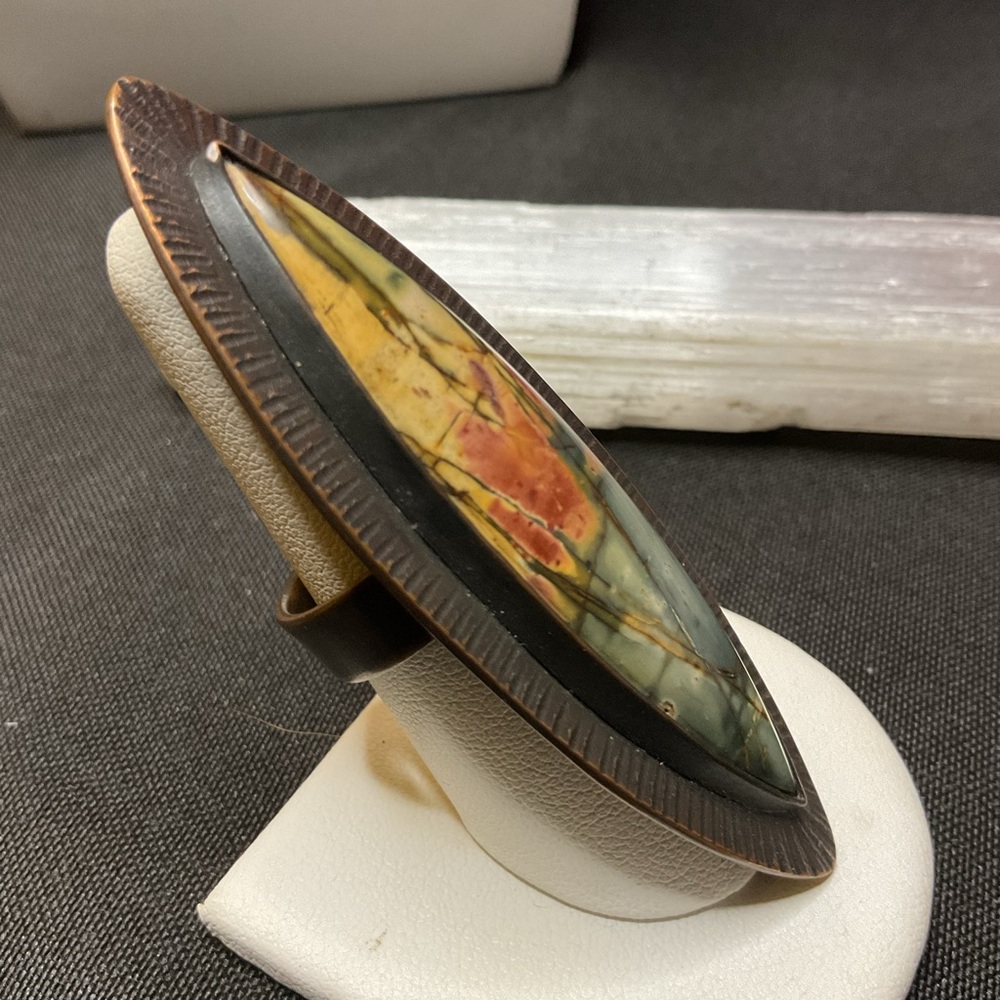 Unique cherry jasper ring